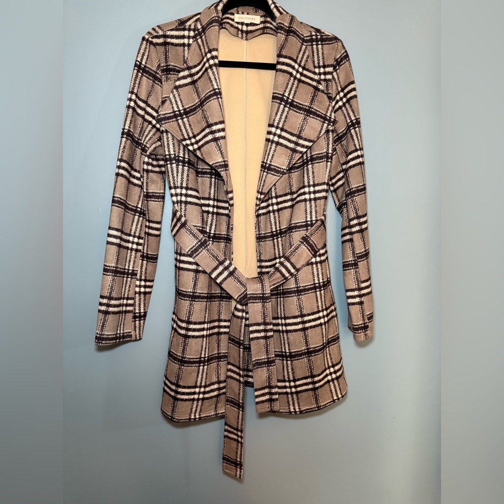 SOLITAIRE Plaid‎ Women's Jacket with Belt
